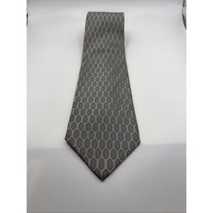 Barbara Blank New York silk tie with a grey &black oval pattern. Hand Made 56''